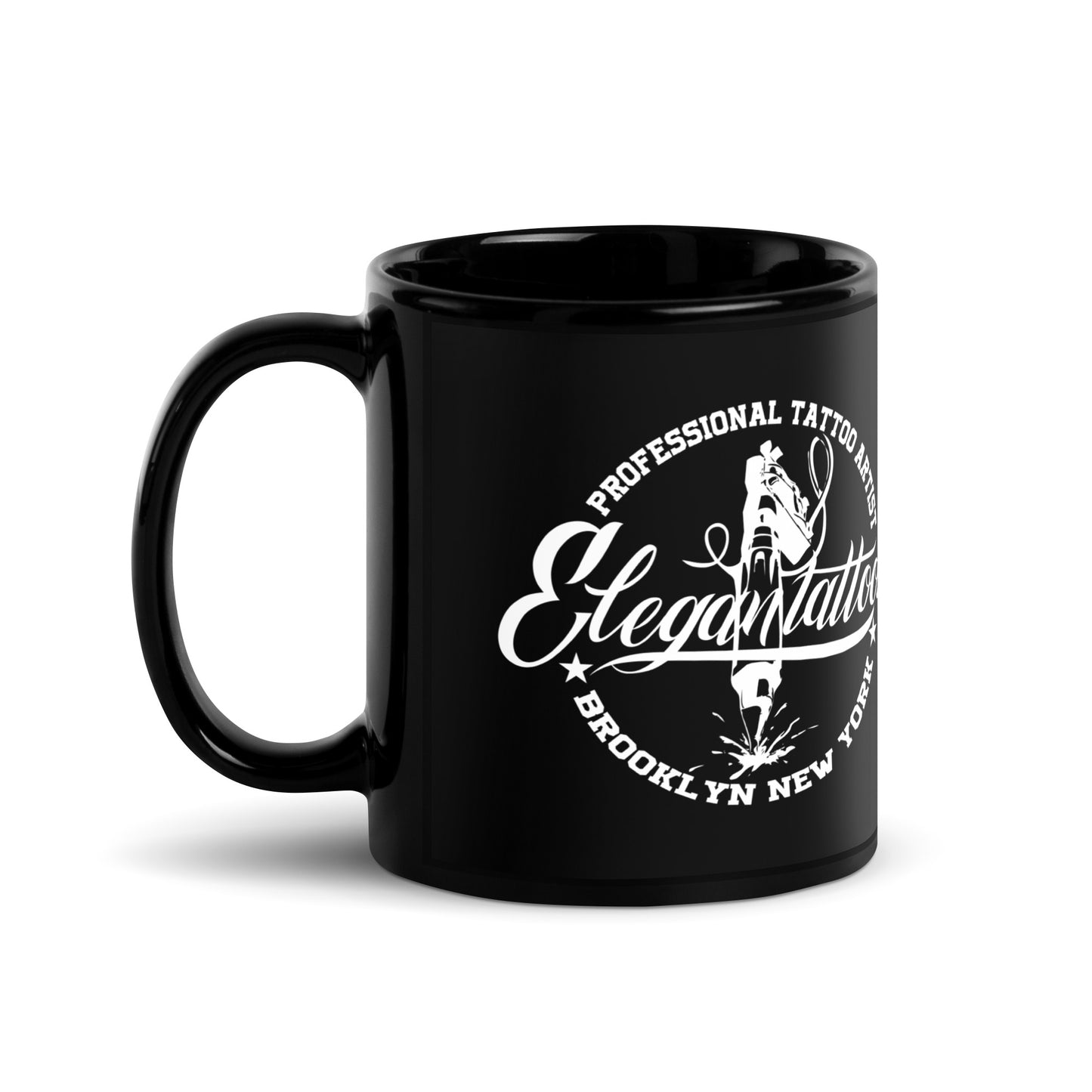 Taza negra brillante PERSONALIZADO